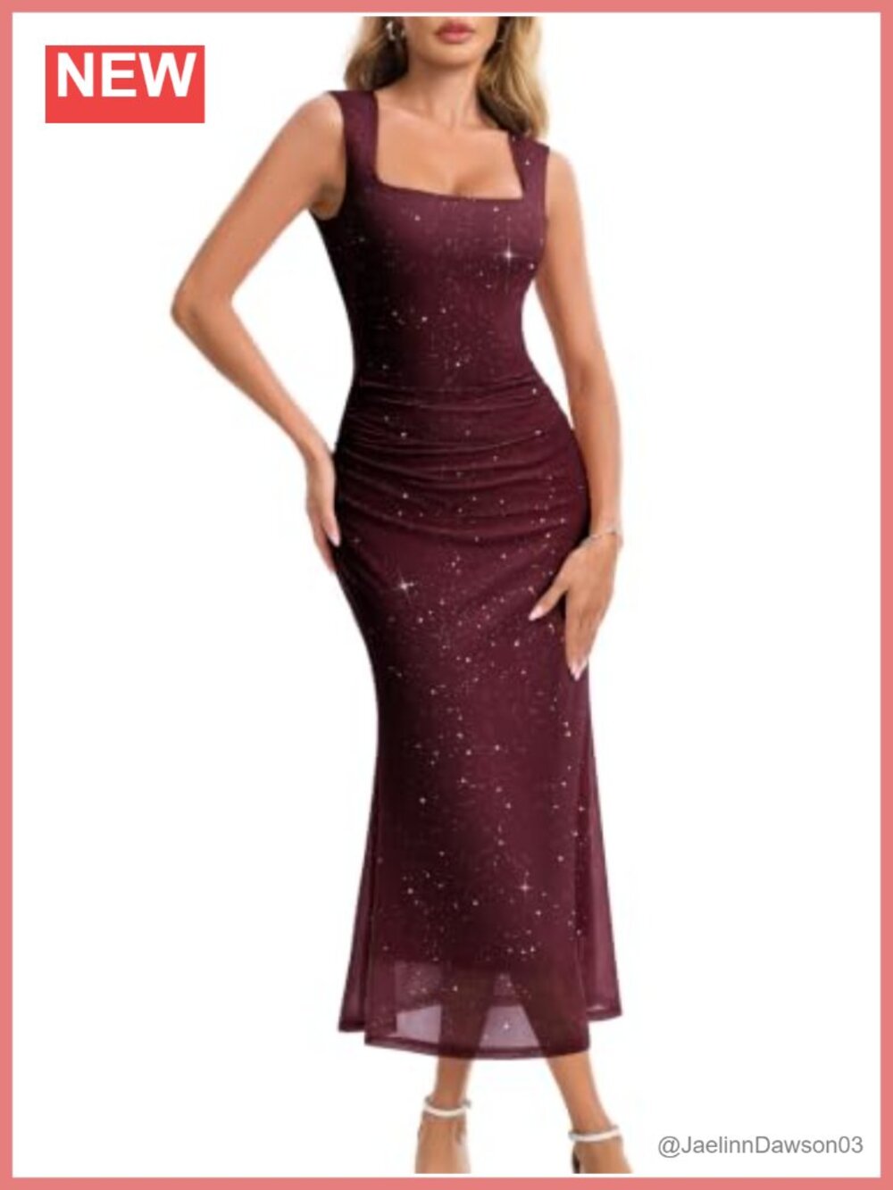 Women's Sparkly Mesh Ruched Bodycon Maxi Formal Wedding Guest Gown